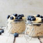 Fruits and oatmeal in a jar