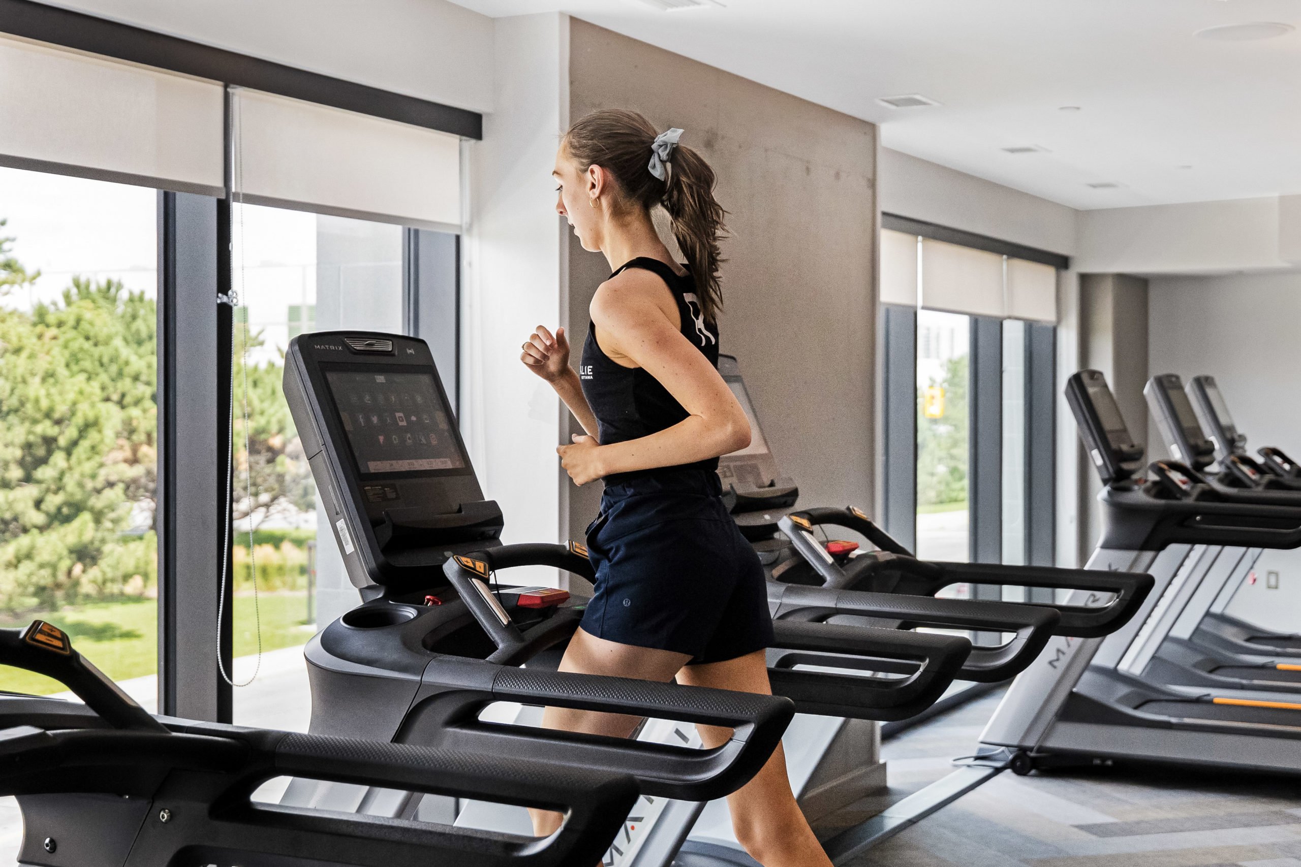 Girl running on treadmill 